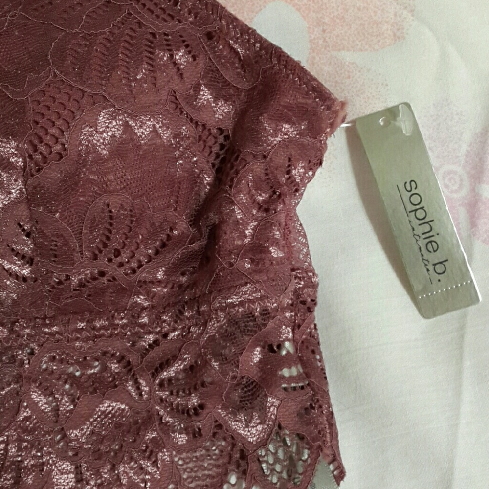 sophie b. Mauve Fancy Lace-Mesh-Mix Bralette - Picture 2 of 8
